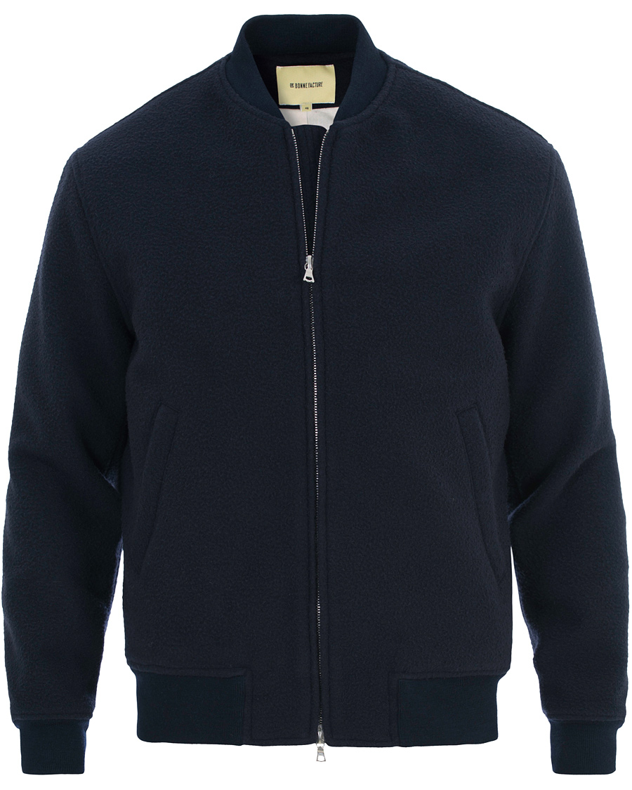 Heren | Jassen | De Bonne Facture | MT16 Brushed Wool Bomber Jacket Navy
