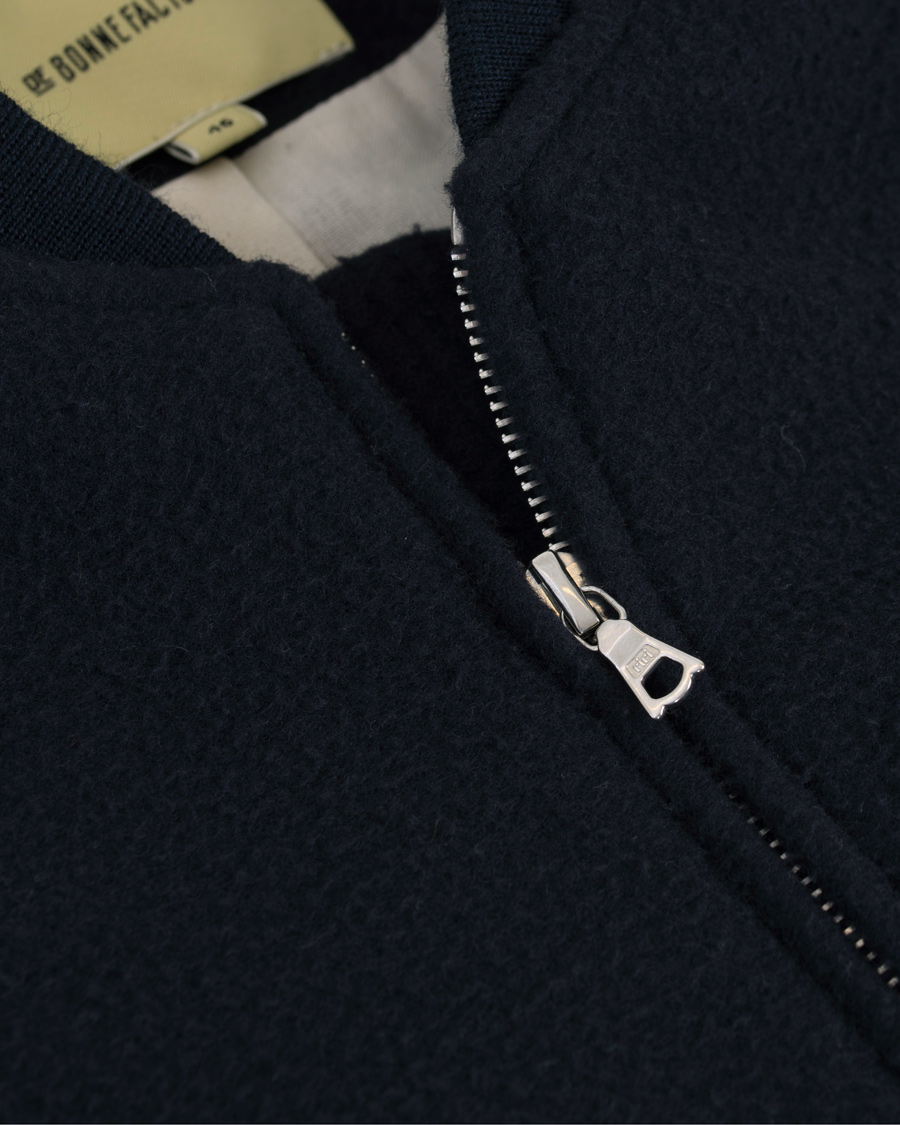 Heren | Jassen | De Bonne Facture | MT16 Brushed Wool Bomber Jacket Navy
