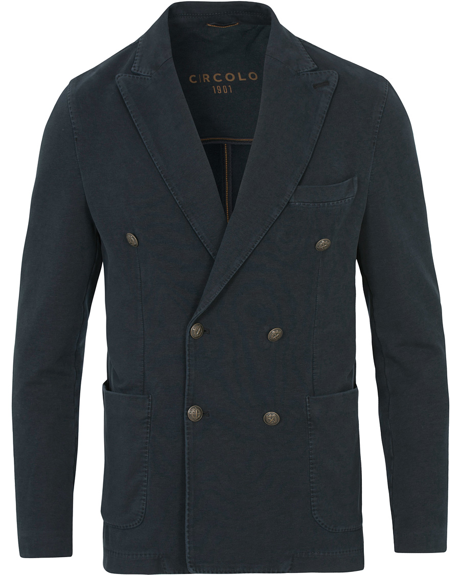 Heren | Blazers | Circolo 1901 | Jersey Patch Pocket Double Breasted Blazer Navy