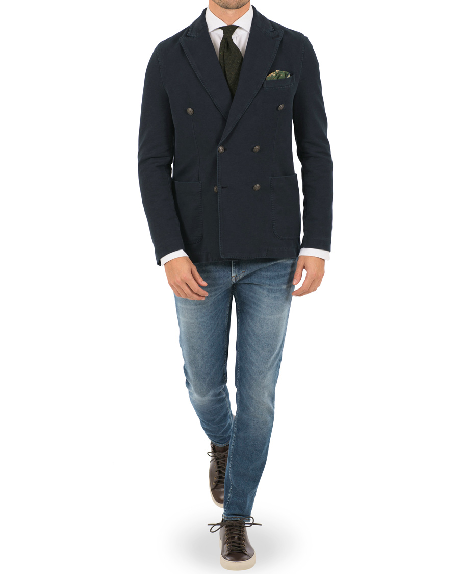 Heren | Blazers | Circolo 1901 | Jersey Patch Pocket Double Breasted Blazer Navy