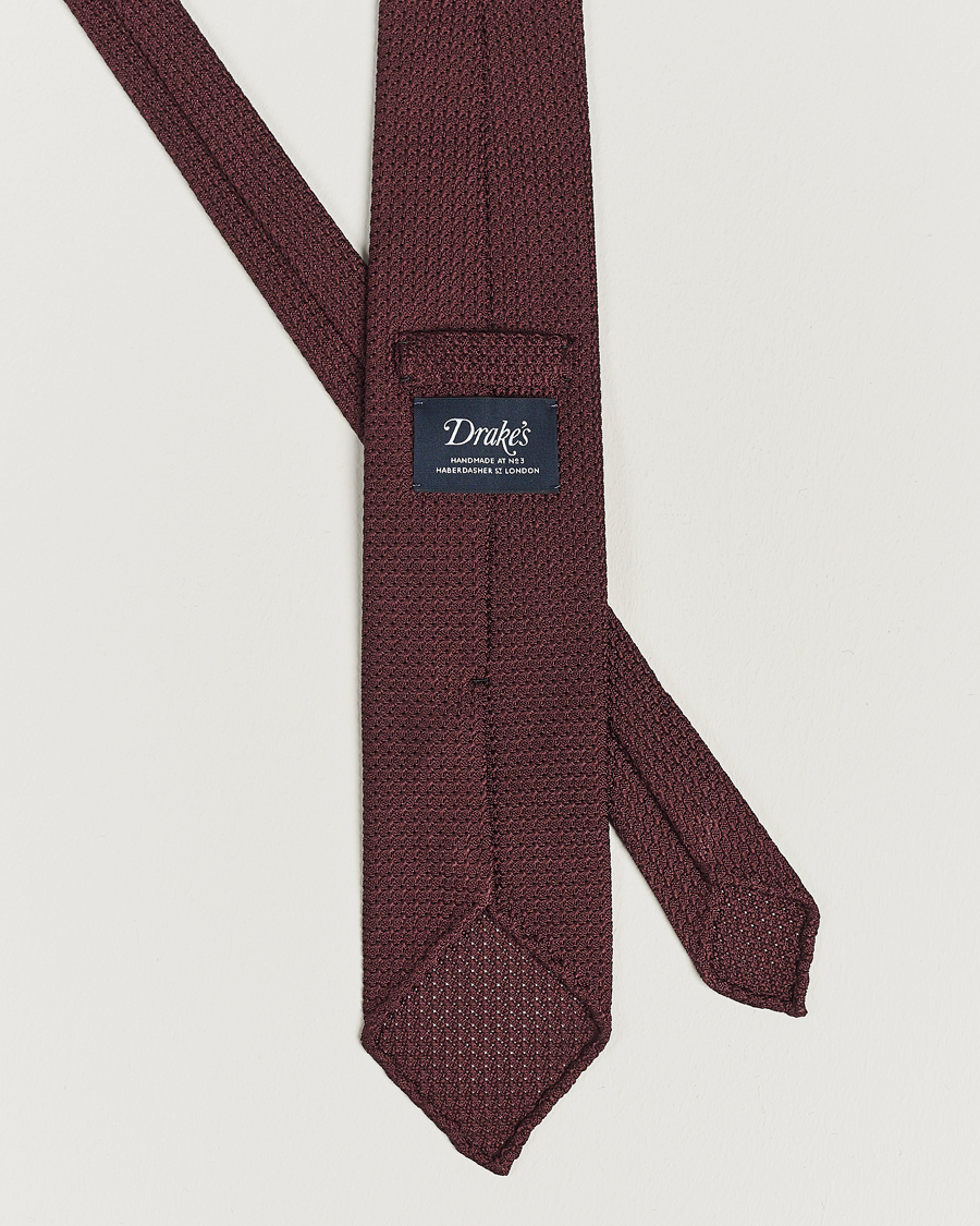 Heren | Drake's | Drake's | Silk Grenadine Handrolled 8 cm Tie Wine Red