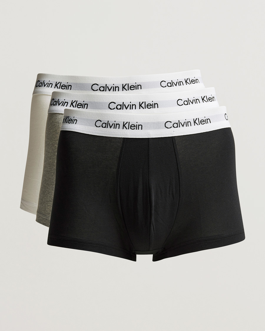 Heren |  | Calvin Klein | Cotton Stretch Low Rise Trunk 3-Pack Black/White/Grey