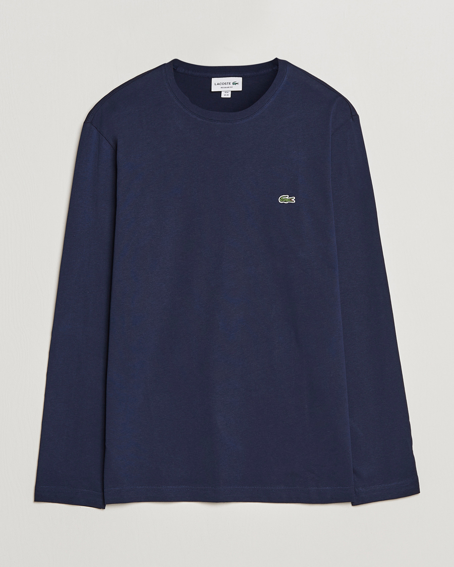 Heren | T-shirts | Lacoste | Long Sleeve Crew Neck T-Shirt Navy