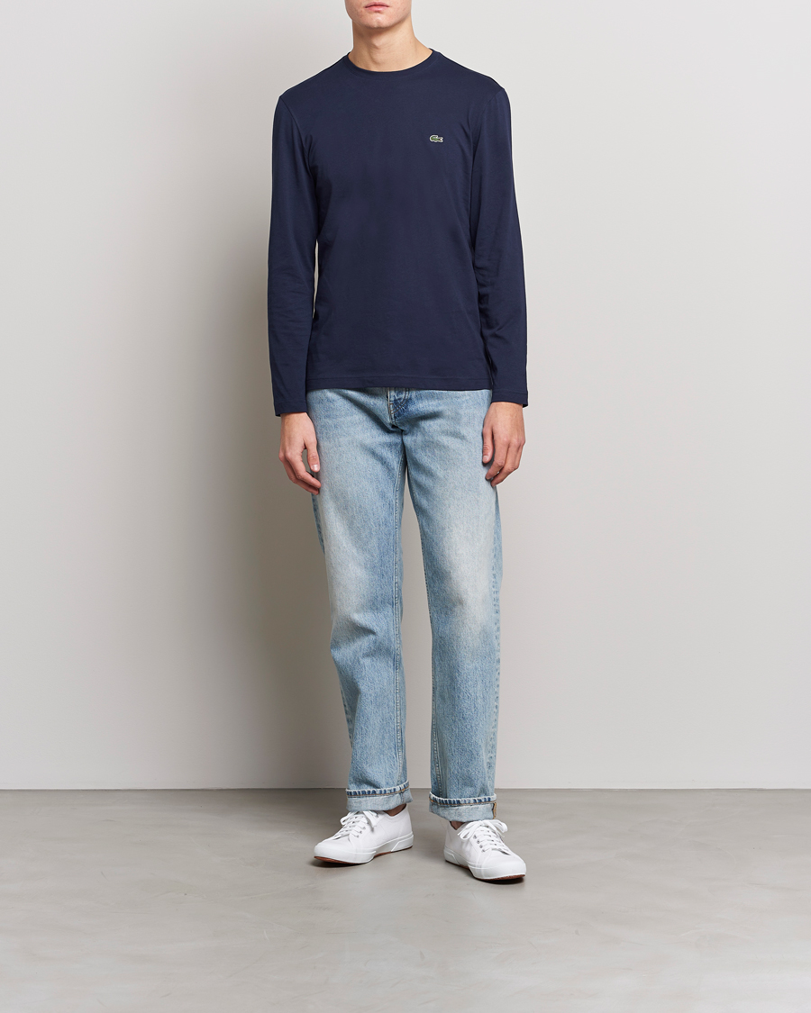 Heren | T-shirts | Lacoste | Long Sleeve Crew Neck T-Shirt Navy