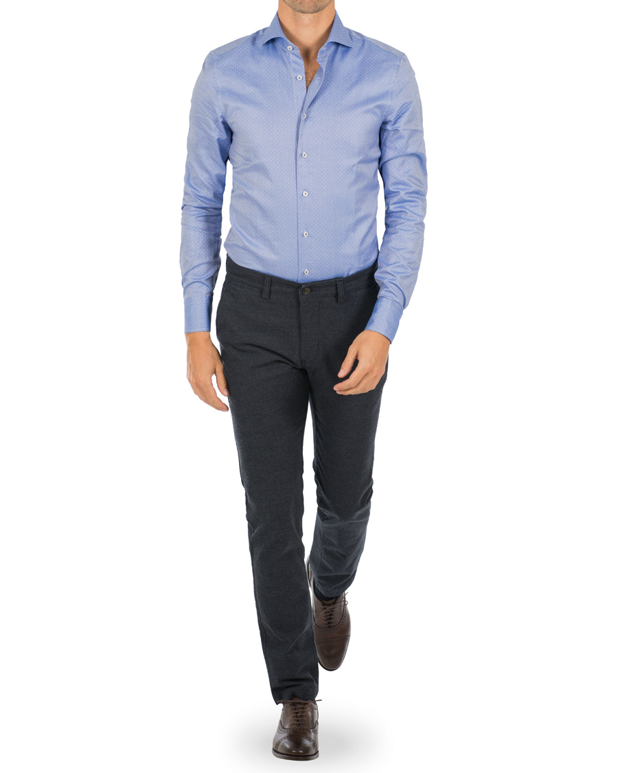 Heren | Overhemden | Stenströms | Slimline Woven Structured Shirt Blue