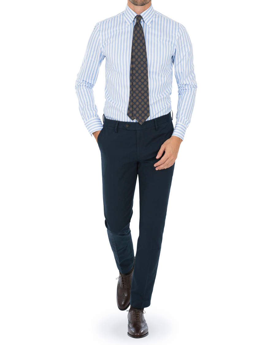 Heren | Overhemden | Stenströms | Slimline Striped Shirt White/Blue