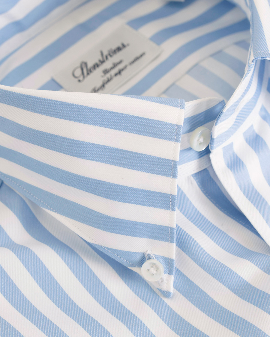 Heren | Overhemden | Stenströms | Slimline Striped Shirt White/Blue