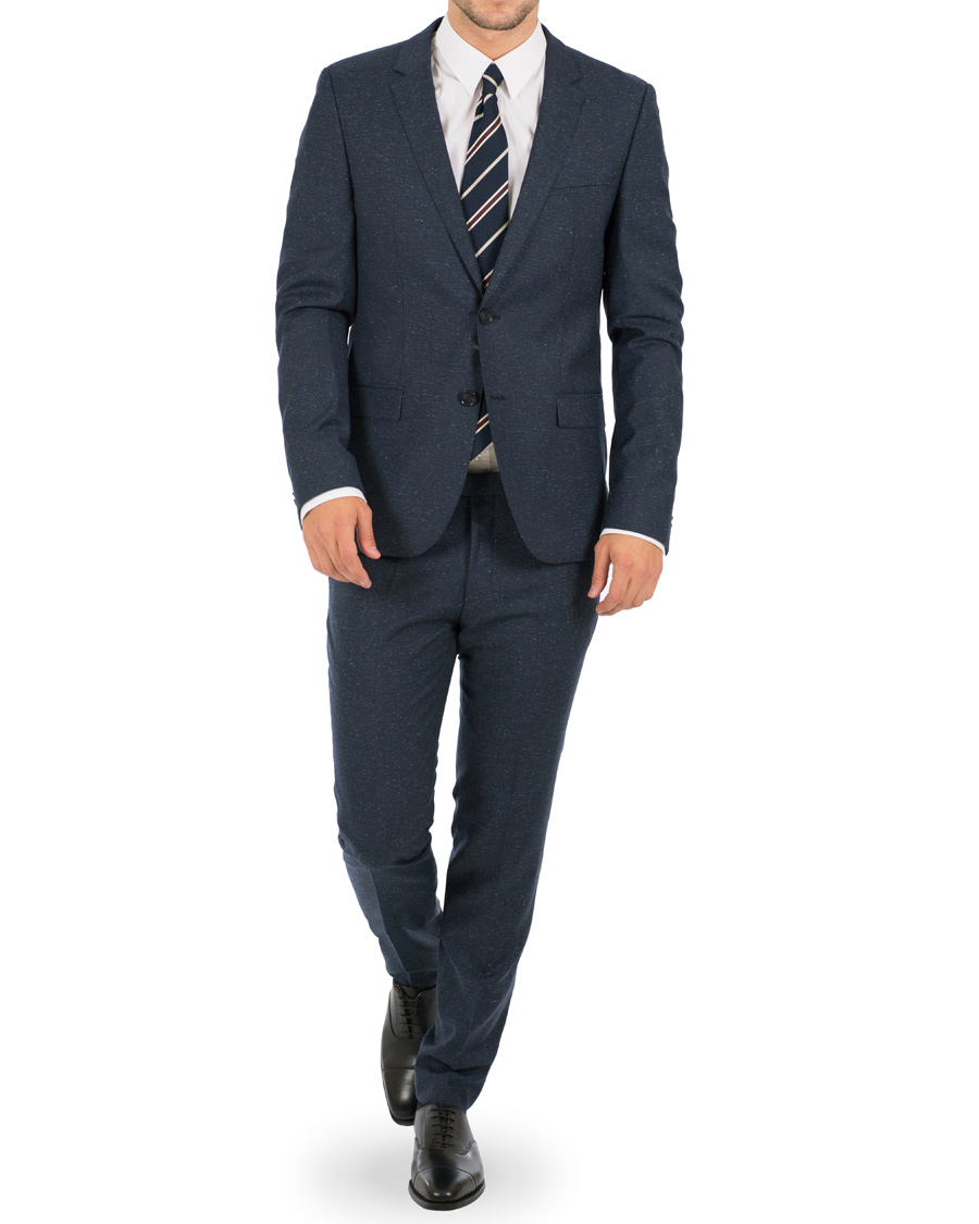 Heren | Pakken | HUGO | Arti Hesten Wool/Silk Donegal Suit Navy