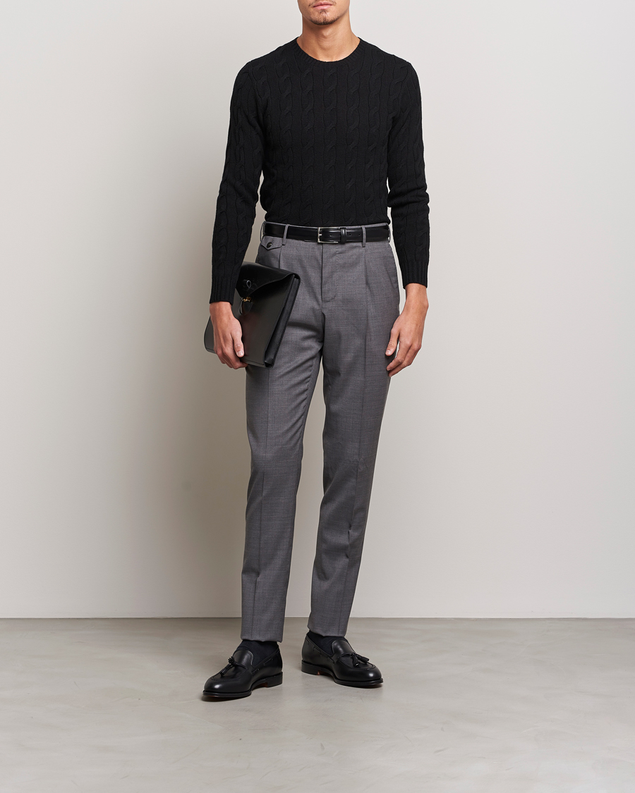 Heren | Truien | Ralph Lauren Purple Label | Cashmere Cable Crew Neck Sweater Black