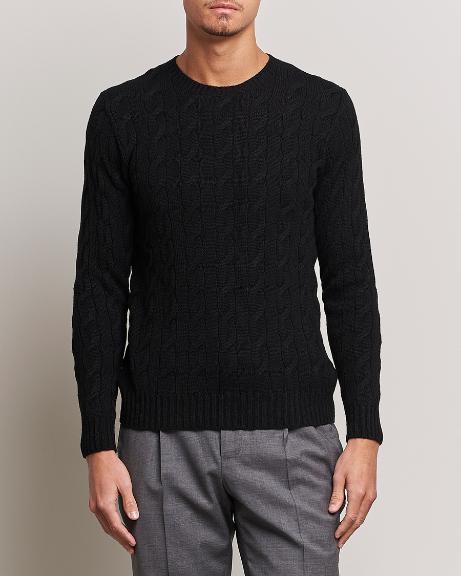Heren | Ralph Lauren Purple Label | Ralph Lauren Purple Label | Cashmere Cable Crew Neck Sweater Black