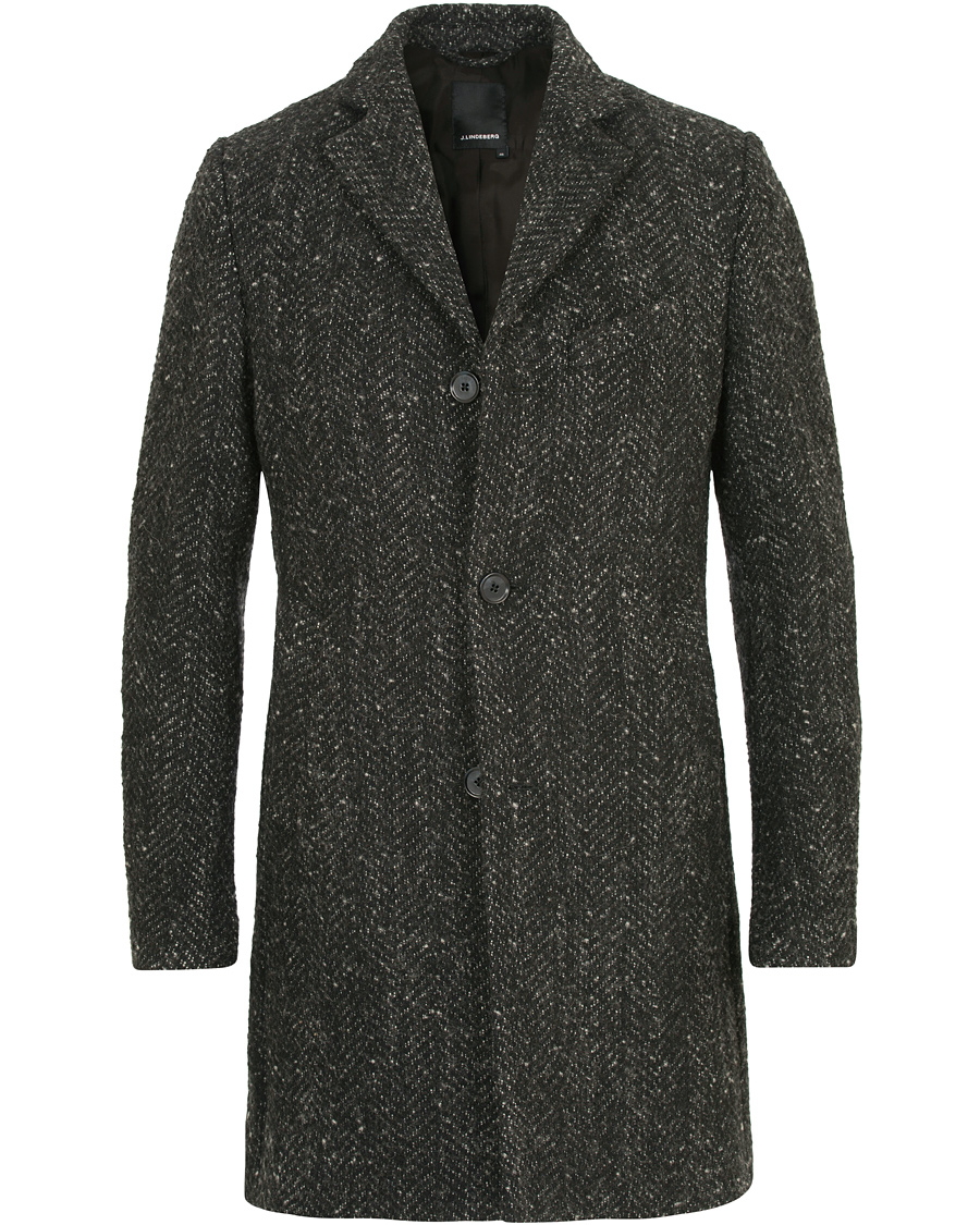 Heren | Jassen | J.Lindeberg | Wolger Rock Wool Herringbone Coat Black