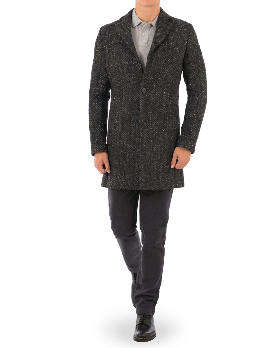 Heren | Jassen | J.Lindeberg | Wolger Rock Wool Herringbone Coat Black