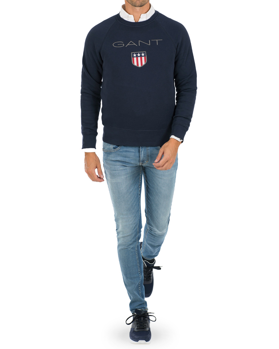 Heren | Truien | GANT | Shield Crew Neck Sweatshirt Evening Blue
