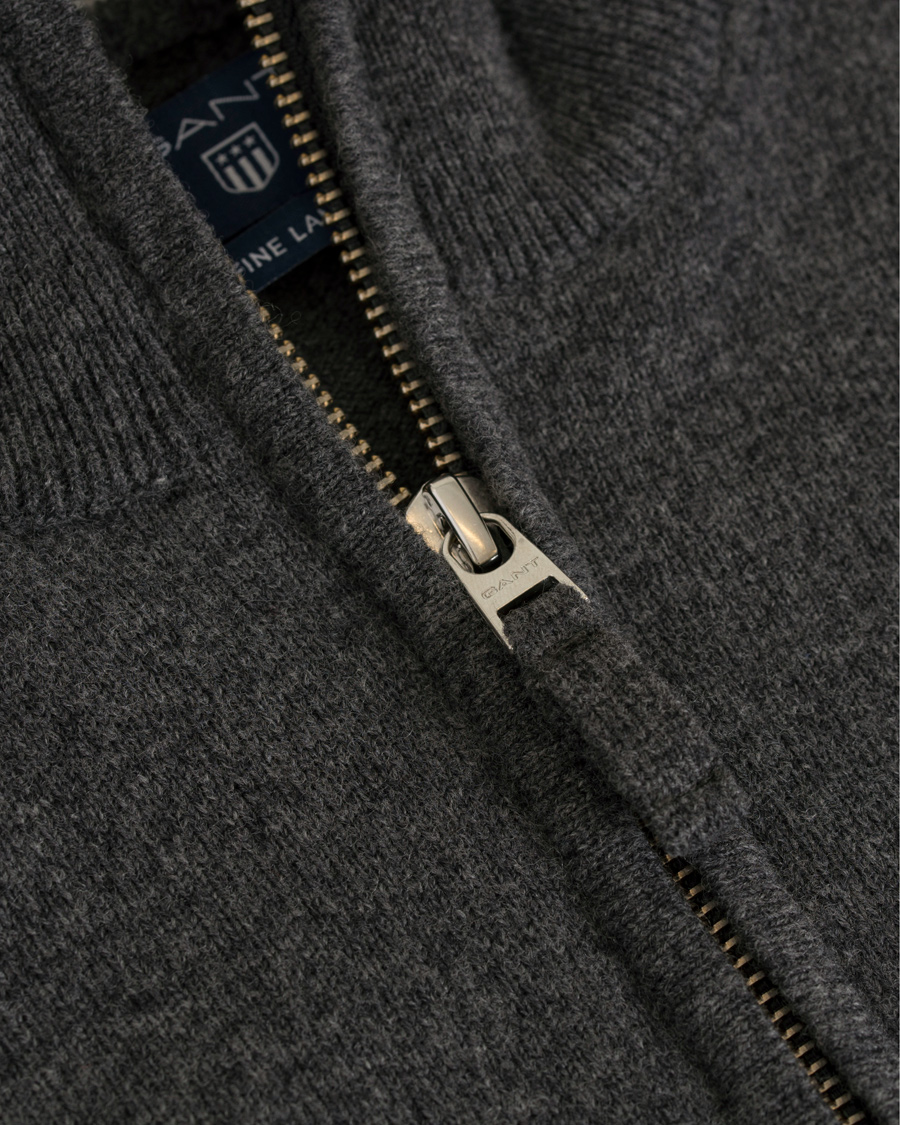 Heren | Truien | GANT | Super Fine Lambswool Half Zip Antracite Melange