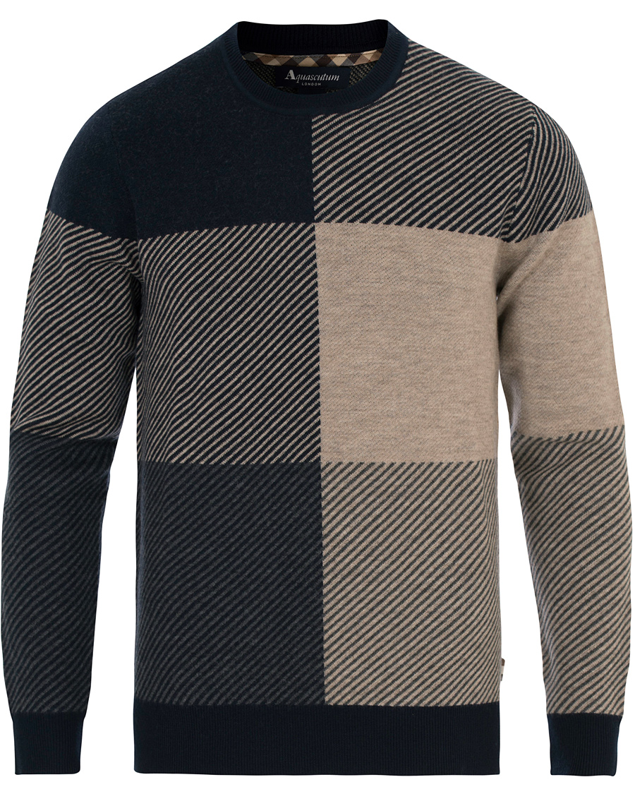 Heren | Truien | Aquascutum | Clapton Large Check Knit Navy