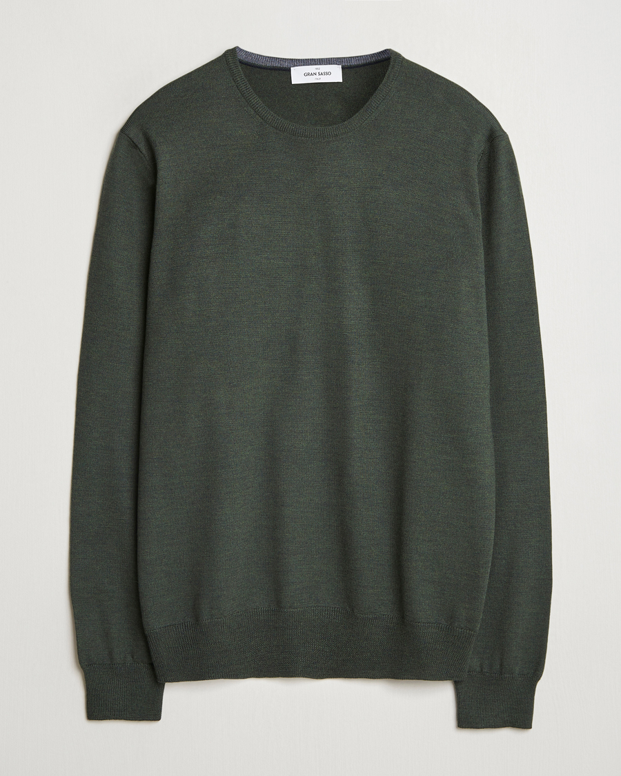 Heren | Truien | Gran Sasso | Merino Fashion Fit Crew Neck Pullover Olive Melange