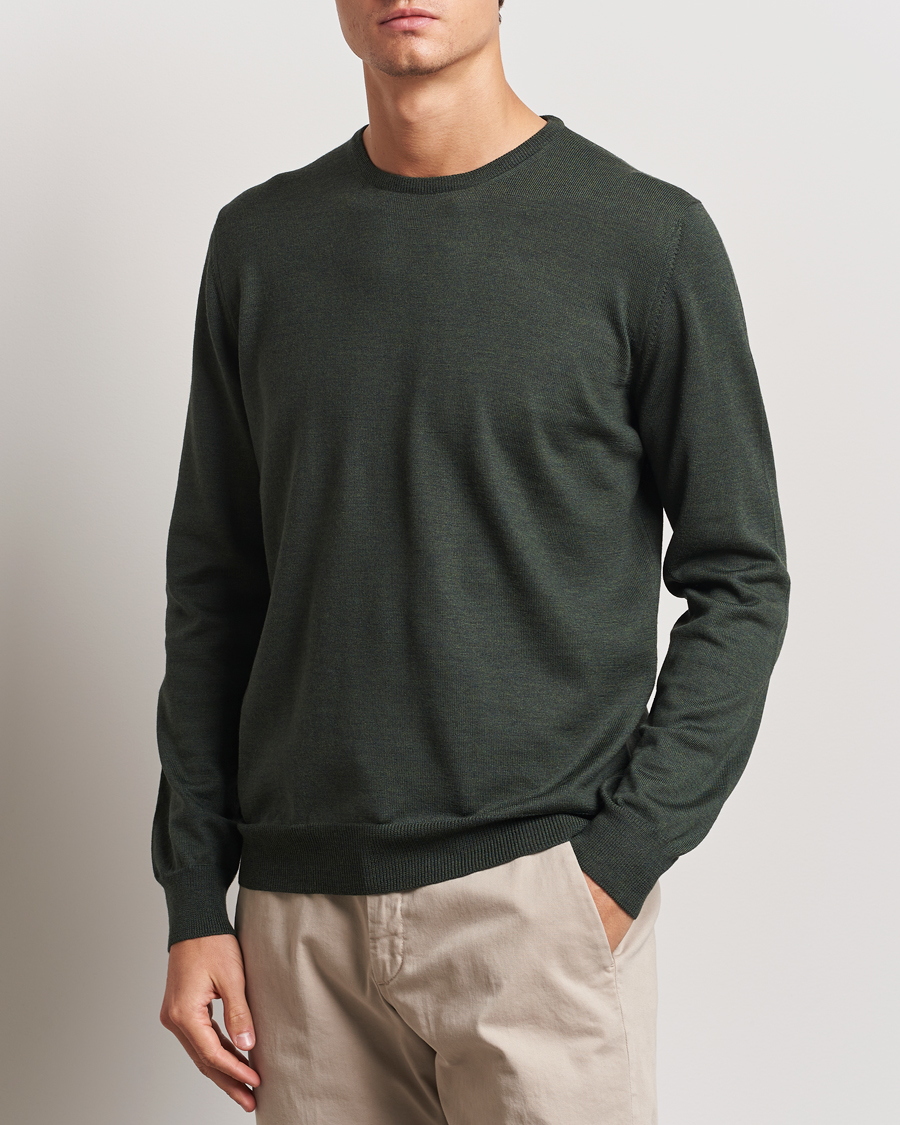 Heren | Truien | Gran Sasso | Merino Fashion Fit Crew Neck Pullover Olive Melange