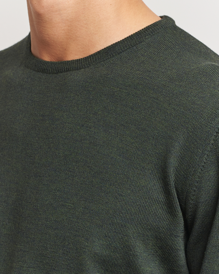 Heren | Truien | Gran Sasso | Merino Fashion Fit Crew Neck Pullover Olive Melange