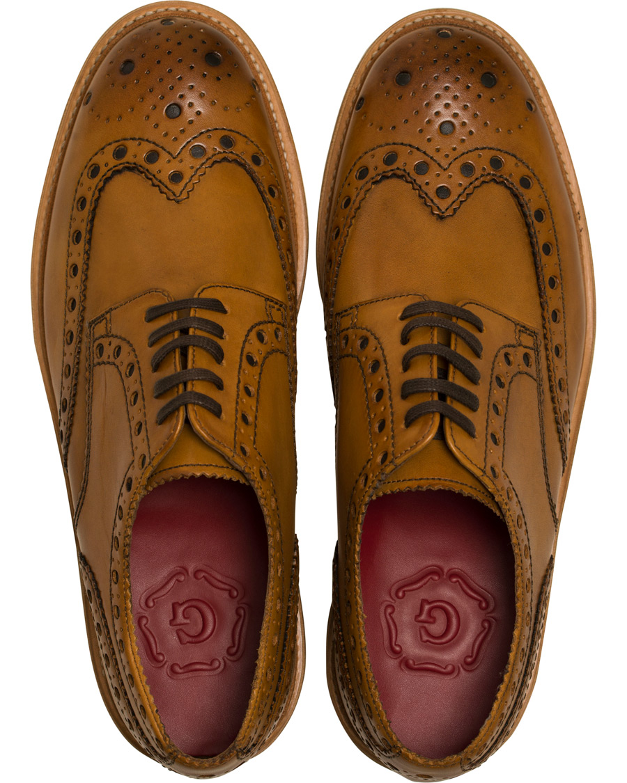 Heren | Grenson Archie Brogue Derby Wedge Sole Tan Calf | Grenson | Archie Brogue Derby Wedge Sole Tan Calf