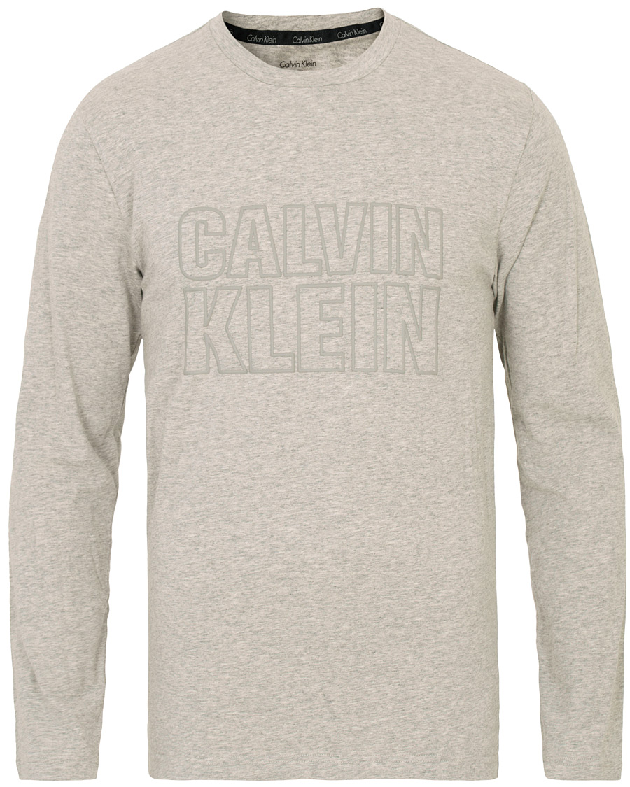 Heren | T-shirts | Calvin Klein | Jeans Logo Long Sleeve Crew Neck Tee Grey