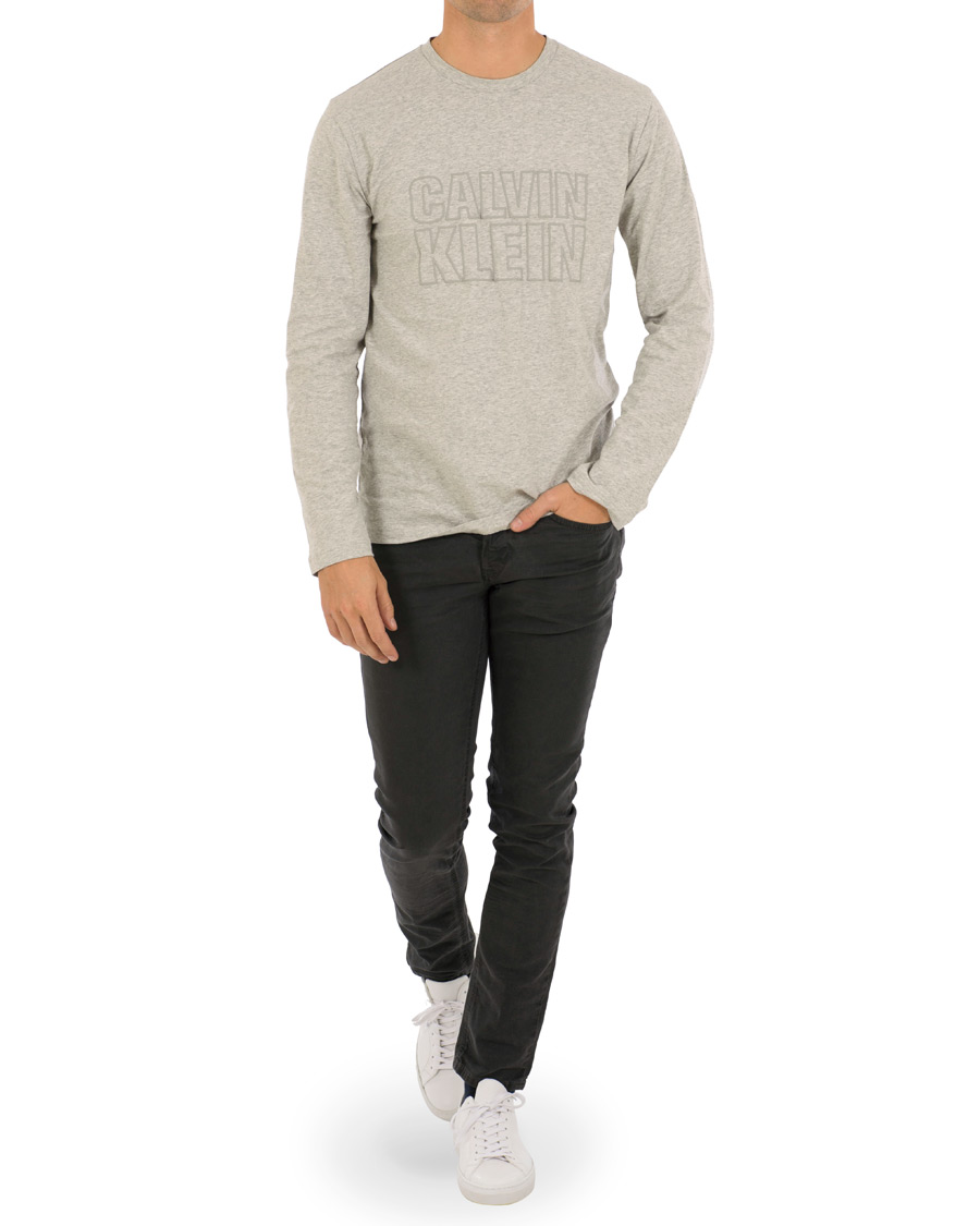 Heren | T-shirts | Calvin Klein | Jeans Logo Long Sleeve Crew Neck Tee Grey