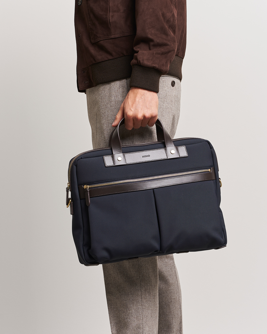 Men | Briefcases | Mismo | M/S Nylon Office Navy/Dark Brown