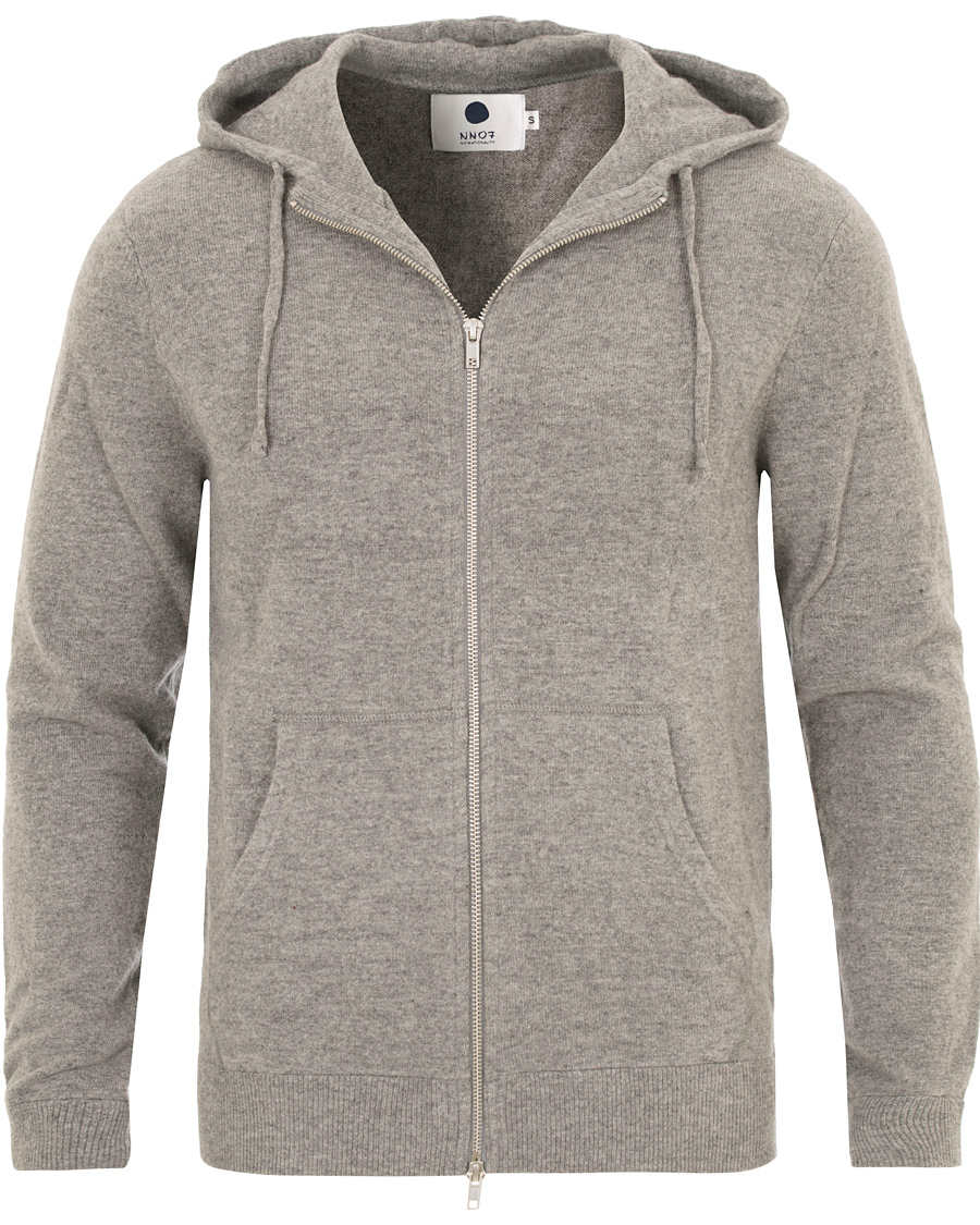 Heren | Truien | NN07 | Wool Full Zip Hoodie Light Grey