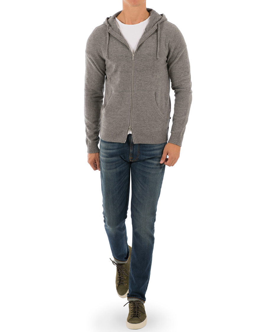 Heren | Truien | NN07 | Wool Full Zip Hoodie Light Grey
