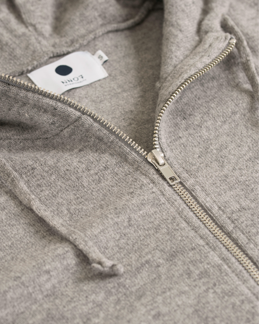 Heren | Truien | NN07 | Wool Full Zip Hoodie Light Grey