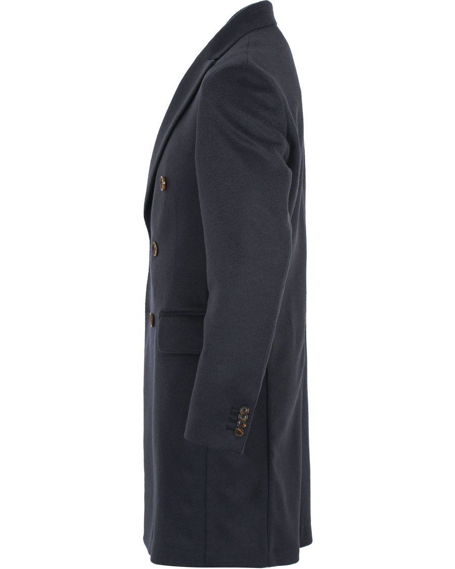 Heren | Jassen | Oscar Jacobson | Saul Delux Double Breasted Camelhair Coat Navy