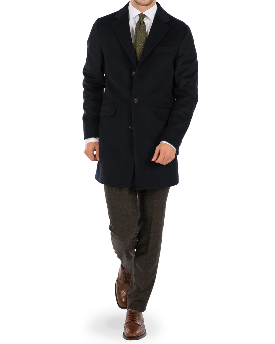 Heren | Jassen | Oscar Jacobson | Saks Wool Coat Navy