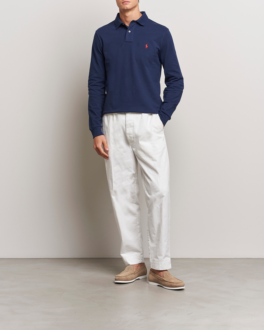 Heren | Polo's | Polo Ralph Lauren | Custom Slim Fit Long Sleeve Polo Newport Navy