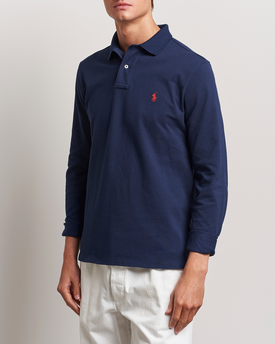 Heren | Poloshirts met lange mouwen | Polo Ralph Lauren | Custom Slim Fit Long Sleeve Polo Newport Navy
