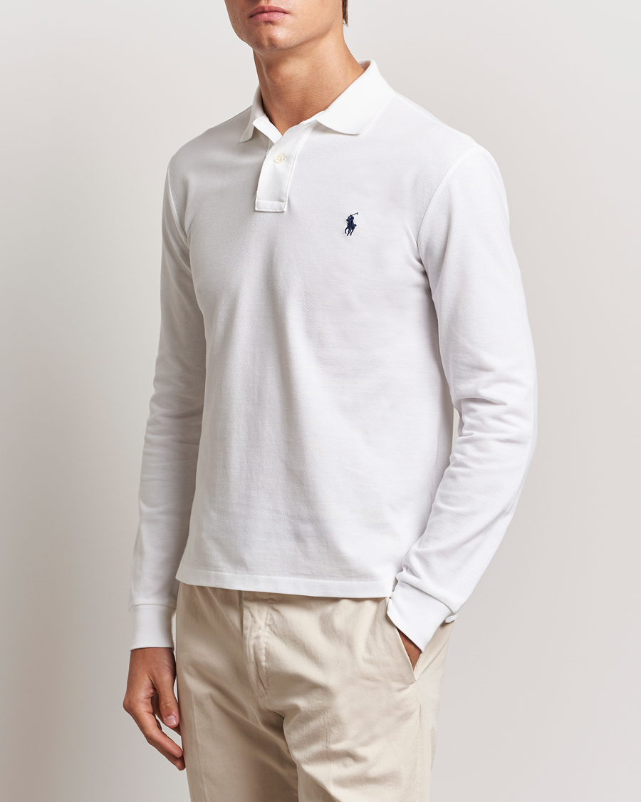 Heren | Poloshirts met lange mouwen | Polo Ralph Lauren | Slim Fit Long Sleeve Polo White