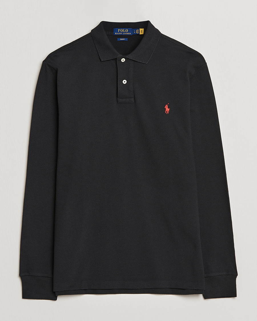 Heren | Polo's | Polo Ralph Lauren | Slim Fit Long Sleeve Polo Polo Black