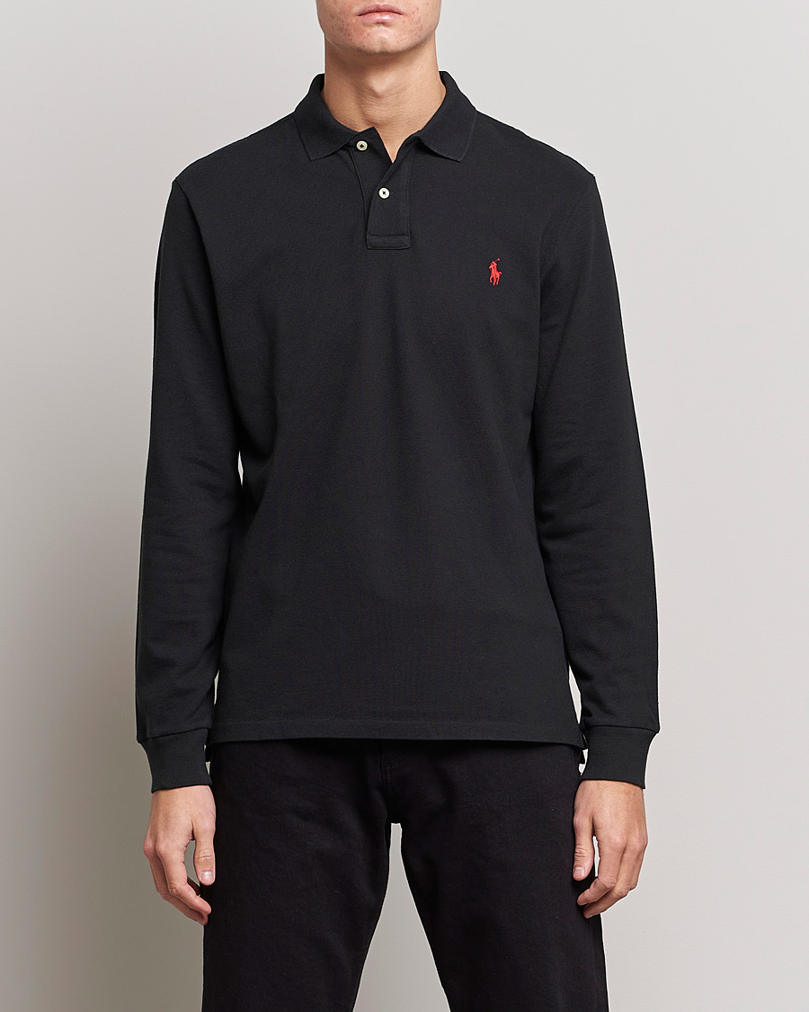 Heren | Poloshirts met lange mouwen | Polo Ralph Lauren | Slim Fit Long Sleeve Polo Polo Black