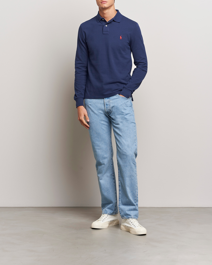 Heren | Polo's | Polo Ralph Lauren | Slim Fit Long Sleeve Polo Newport Navy
