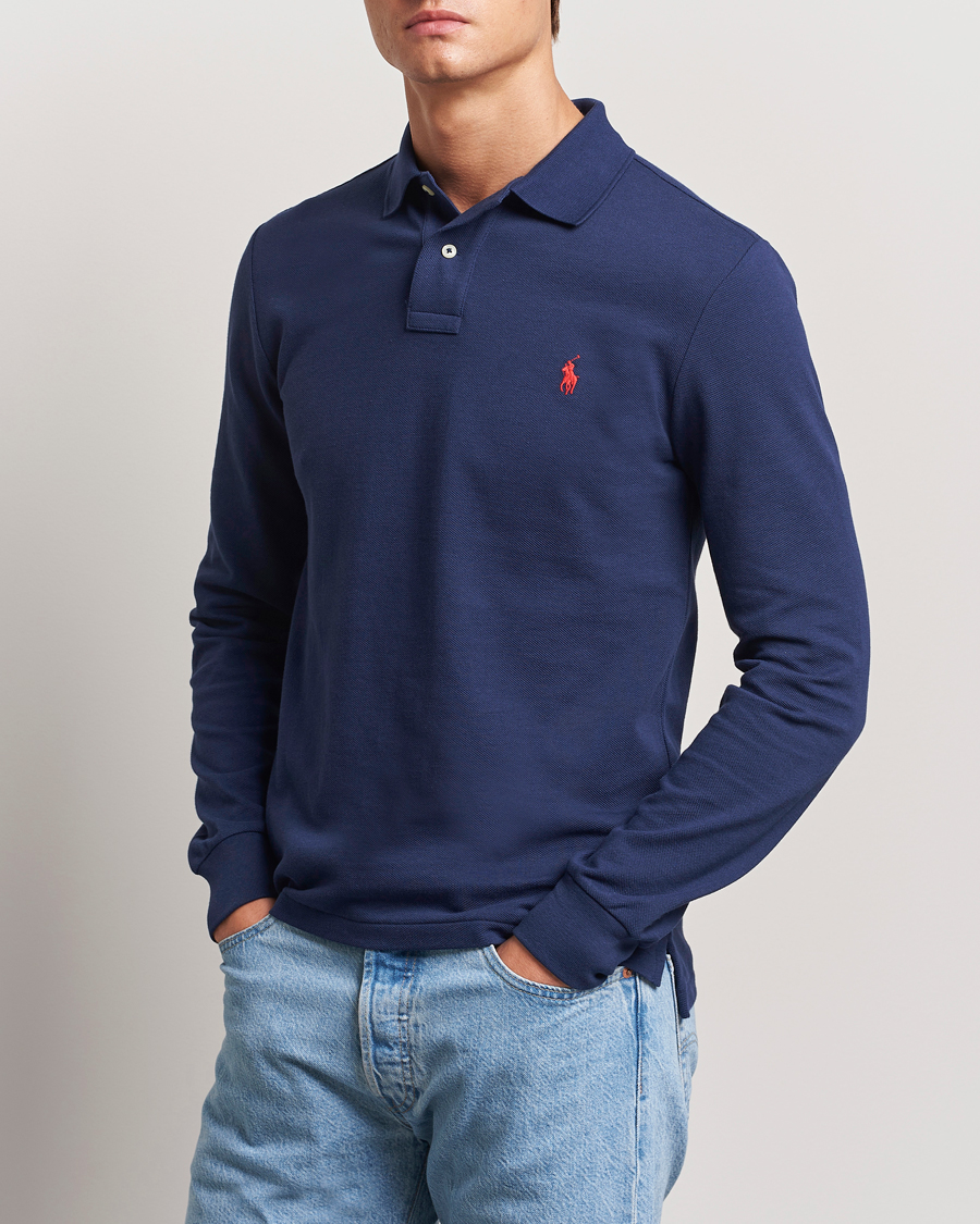 Heren | Poloshirts met lange mouwen | Polo Ralph Lauren | Slim Fit Long Sleeve Polo Newport Navy