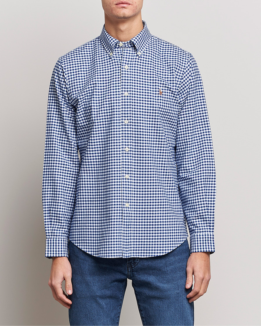 Heren | Casual | Polo Ralph Lauren | Custom Fit Oxford Gingham Shirt Blue/White