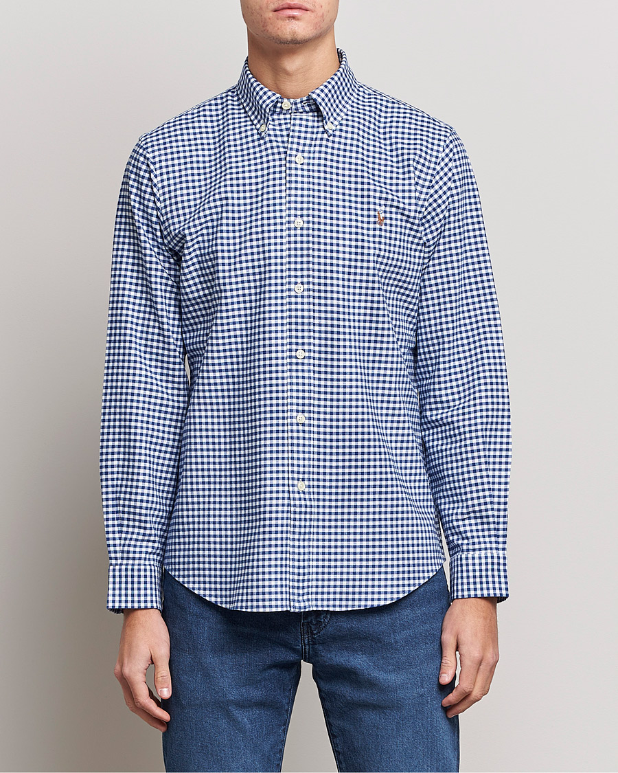 Men |  | Polo Ralph Lauren | Custom Fit Oxford Gingham Shirt Blue/White