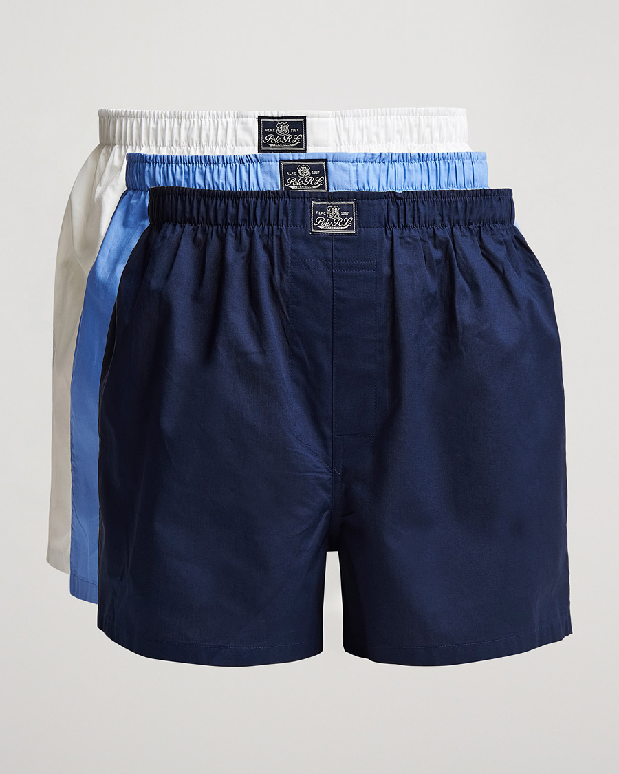 Heren | Ondergoed | Polo Ralph Lauren | 3-Pack Woven Boxer White/Blue/Navy