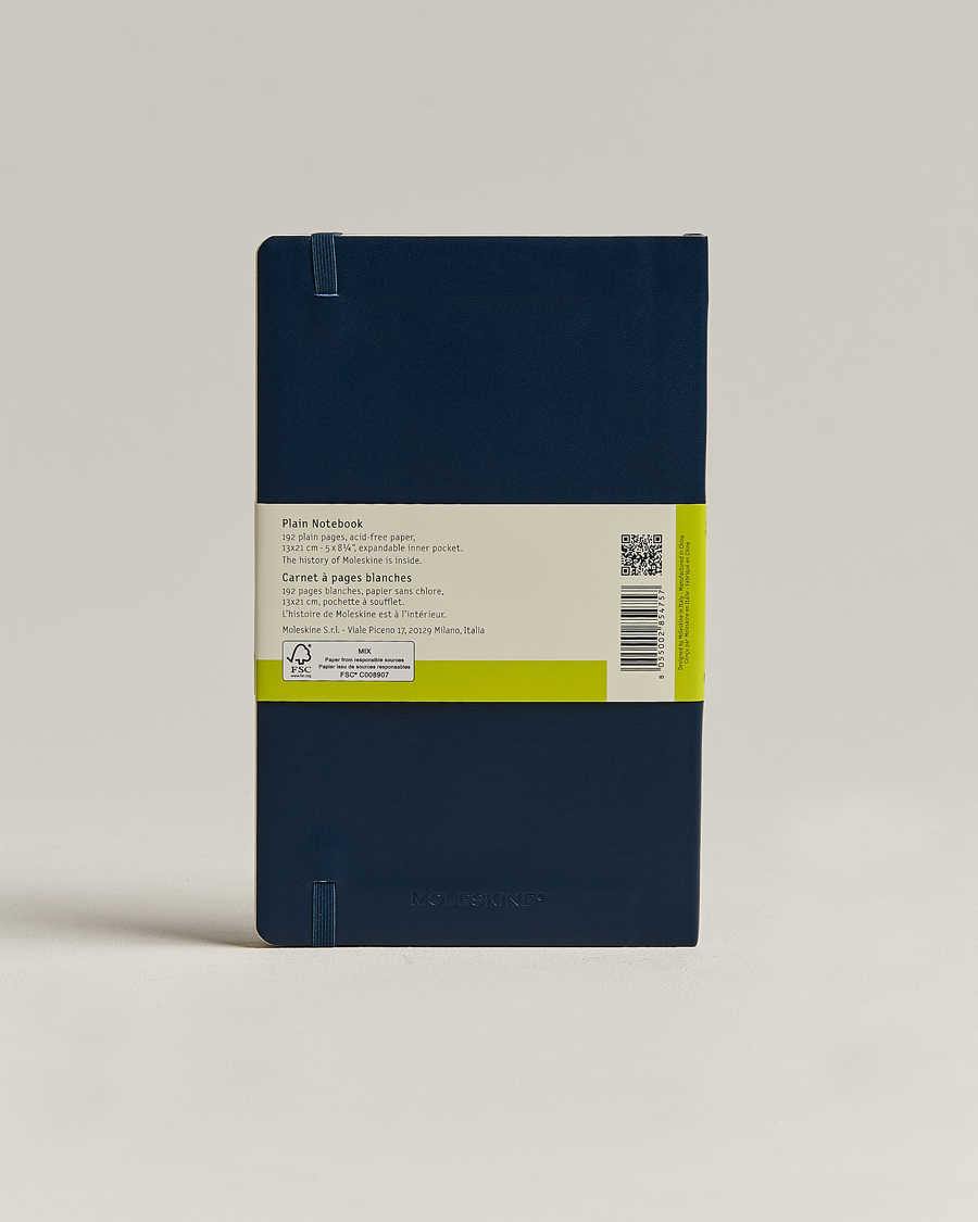 Heren | Moleskine Plain Soft Notebook Large Sapphire Blue | Moleskine | Plain Soft Notebook Large Sapphire Blue