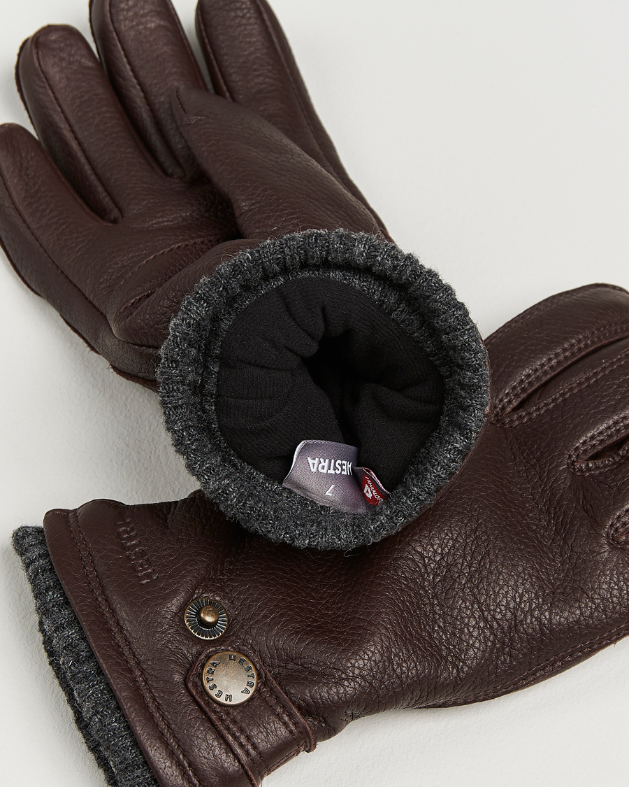 Heren | Handschoenen | Hestra | Utsjö Fleece Lined Buckle Elkskin Glove Espresso