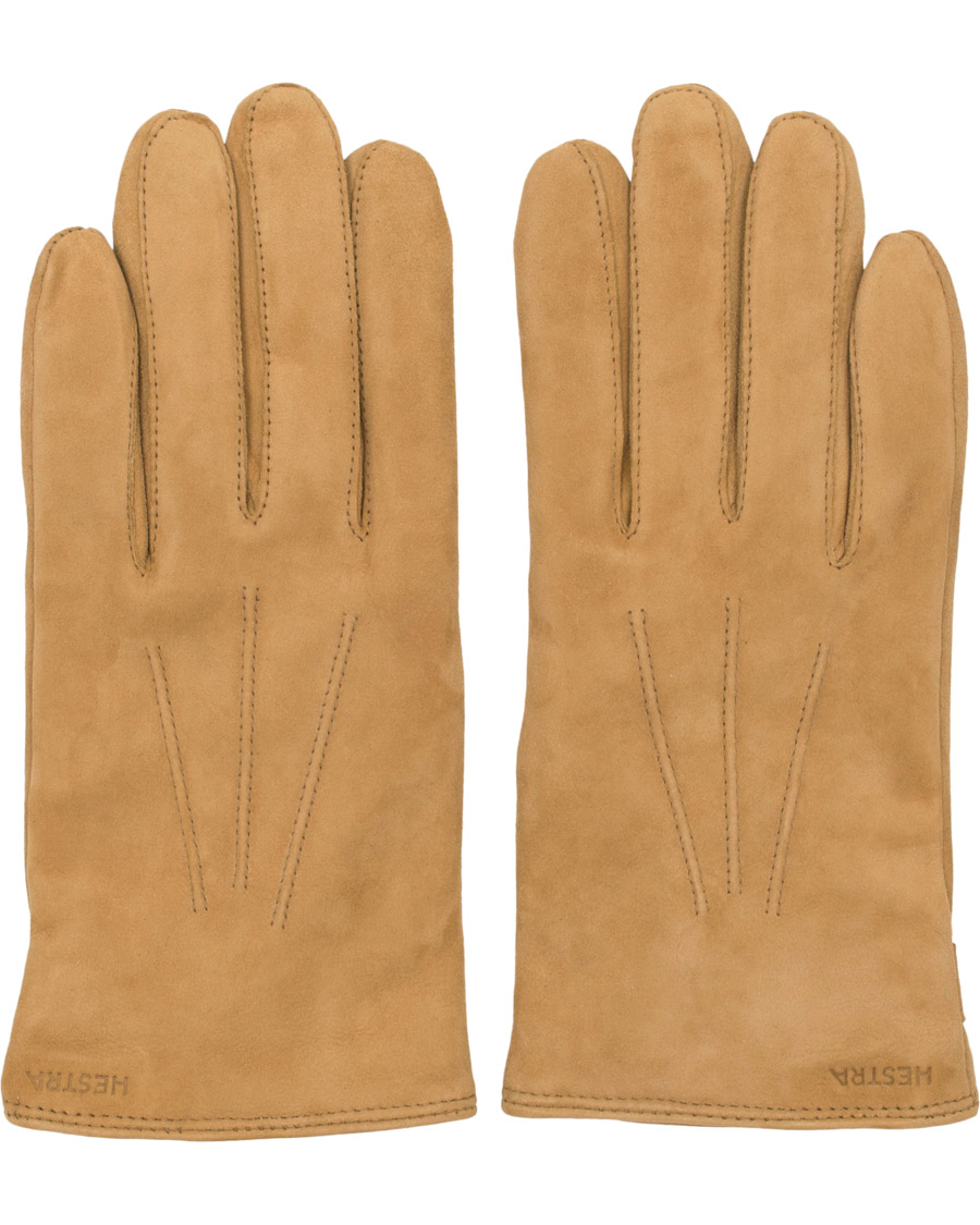 Heren | Hestra Robert Lambsuede Wool Lined Buckle Glove Camel | Hestra | Robert Lambsuede Wool Lined Buckle Glove Camel