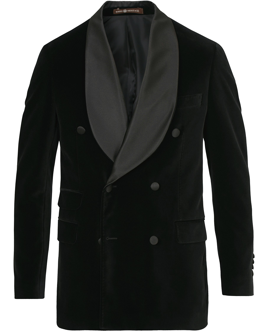 Heren | Blazers | Morris Heritage | Tuxedo Velvet Shawl Collar Double Breasted Blazer Black