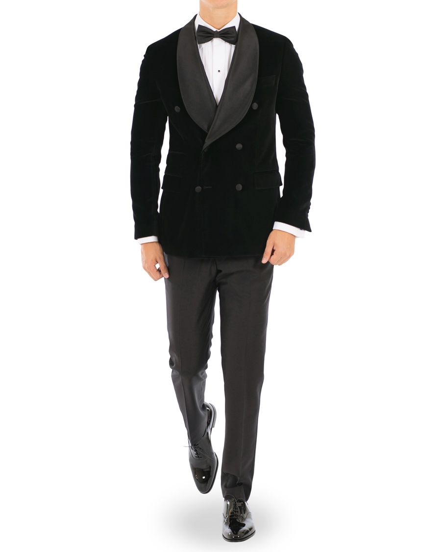 Heren | Blazers | Morris Heritage | Tuxedo Velvet Shawl Collar Double Breasted Blazer Black