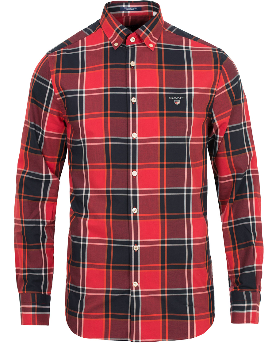 Heren | Overhemden | GANT | Regular Fit Tech Prep Twill Big Check Shirt Red