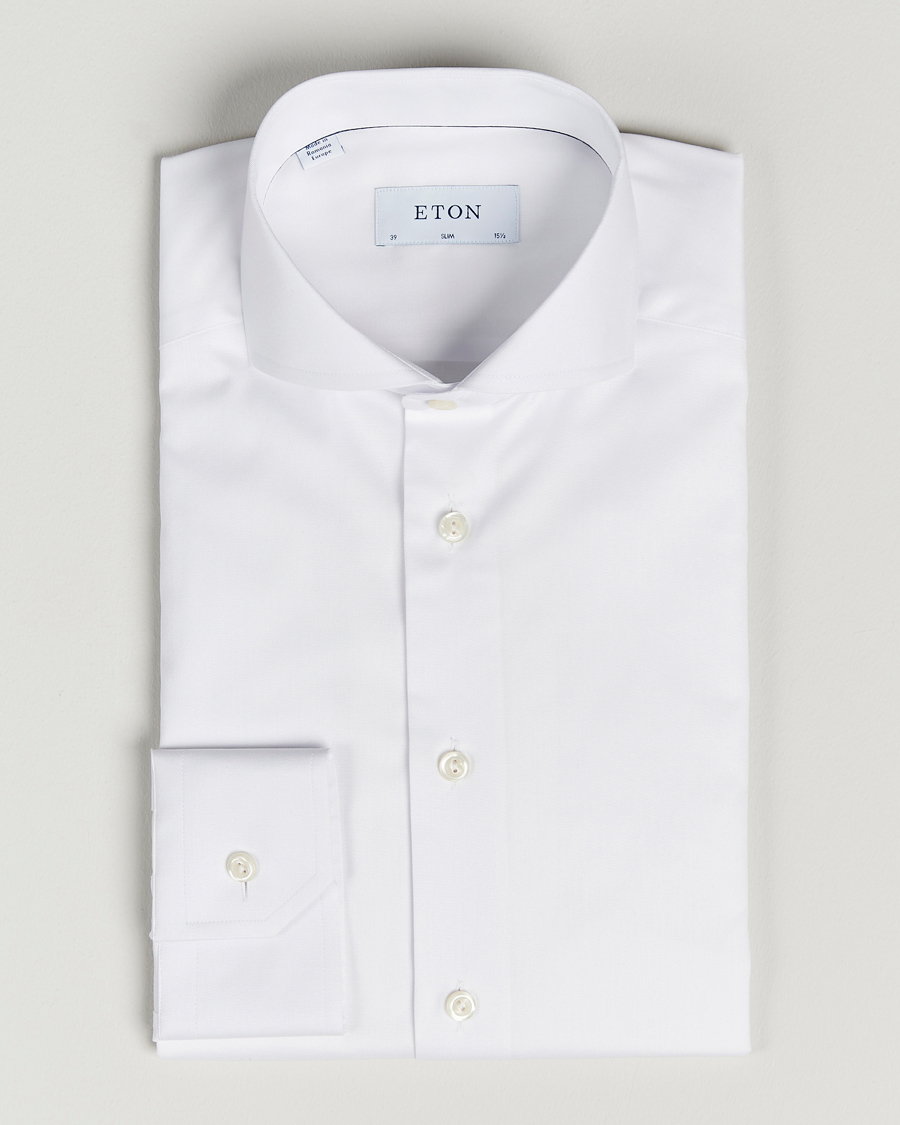 Heren | Zakelijke overhemden | Eton | Slim Fit Twill Cut Away Shirt White