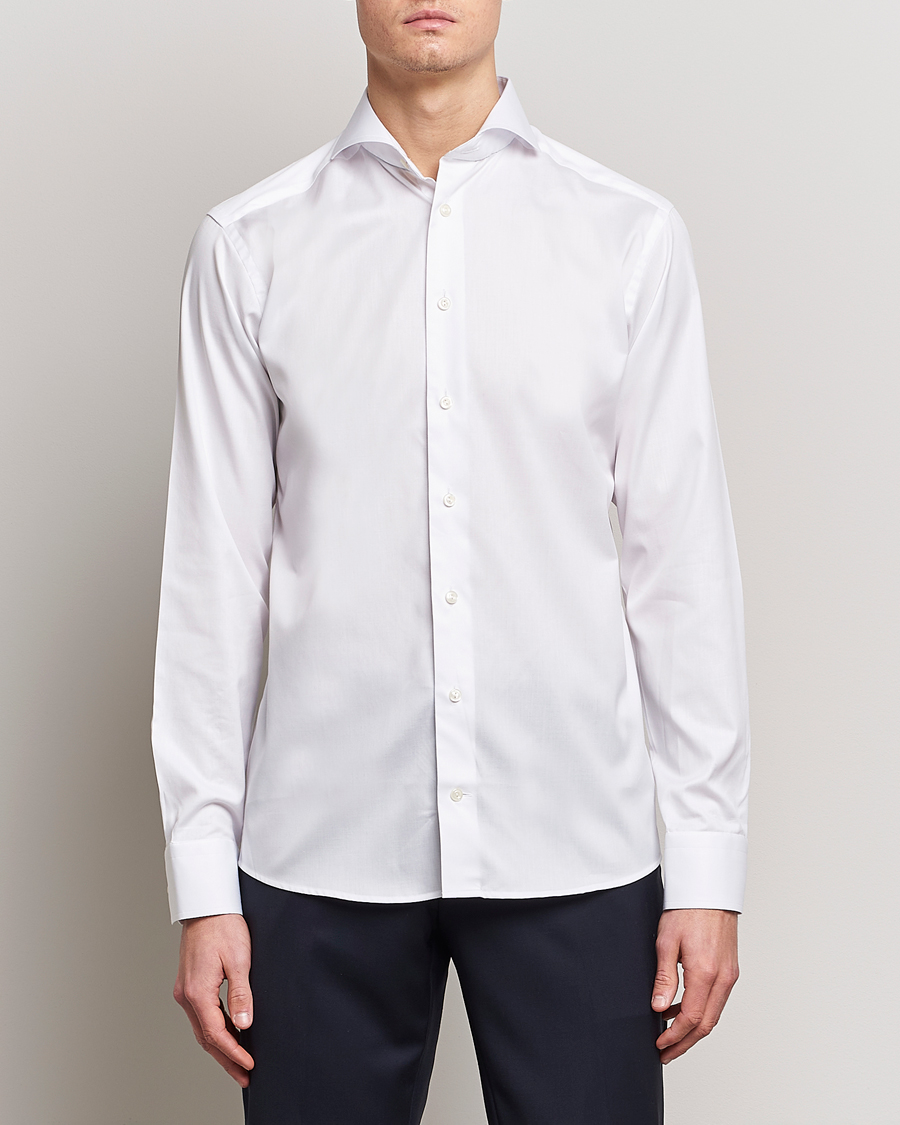 Heren | Overhemden | Eton | Slim Fit Twill Cut Away Shirt White