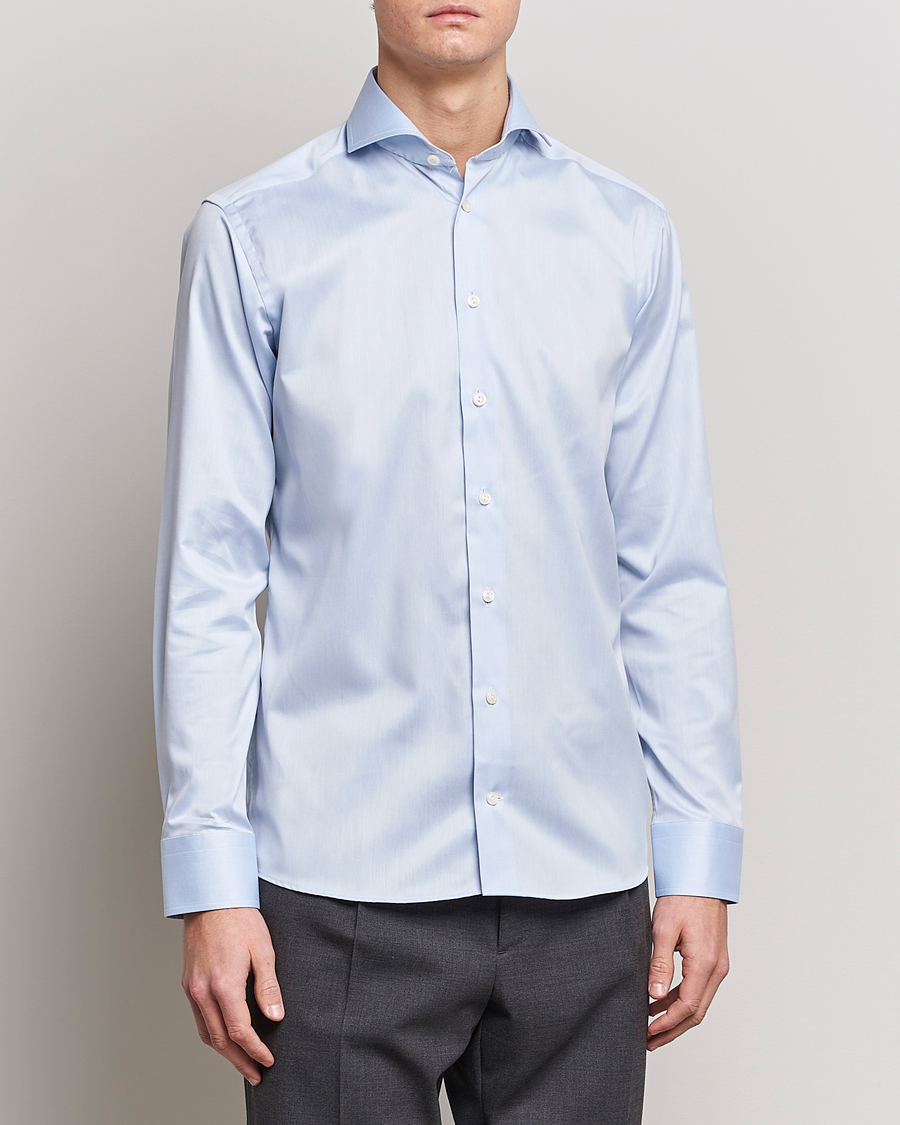 Heren | Zakelijke overhemden | Eton | Slim Fit Twill Cut Away Shirt Light Blue
